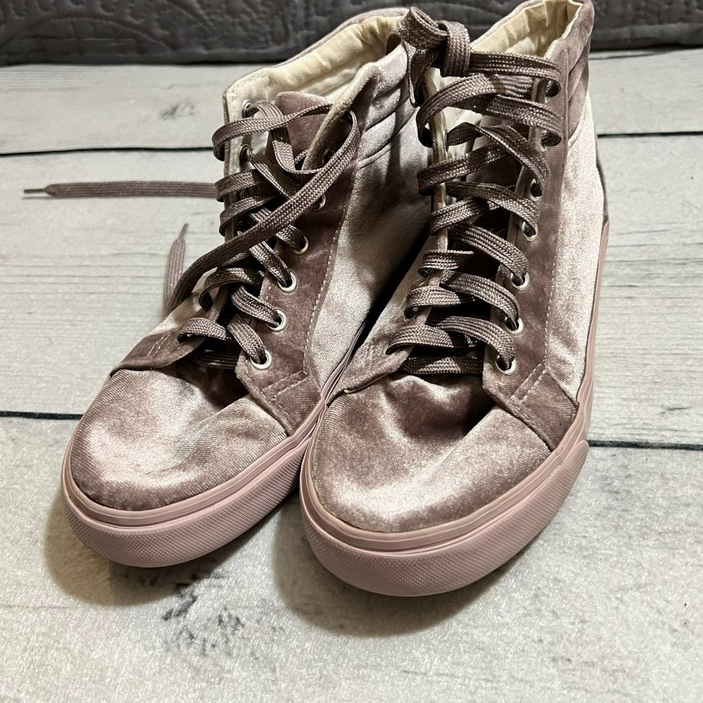Old Navy Lilac Velvet High Top Sneaker Shoes - Picture 2 of 3